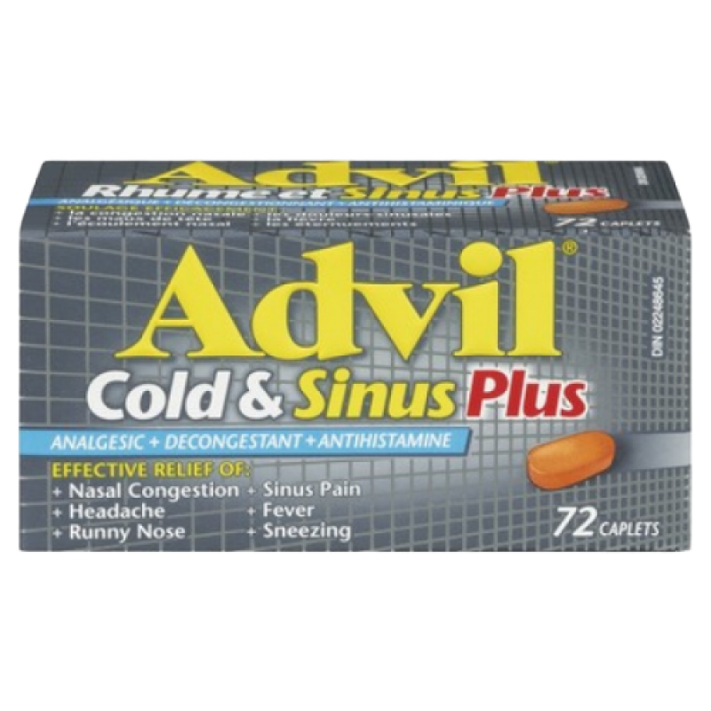 ADVIL COLD/SINUS PLUS CPLT 200MG 72