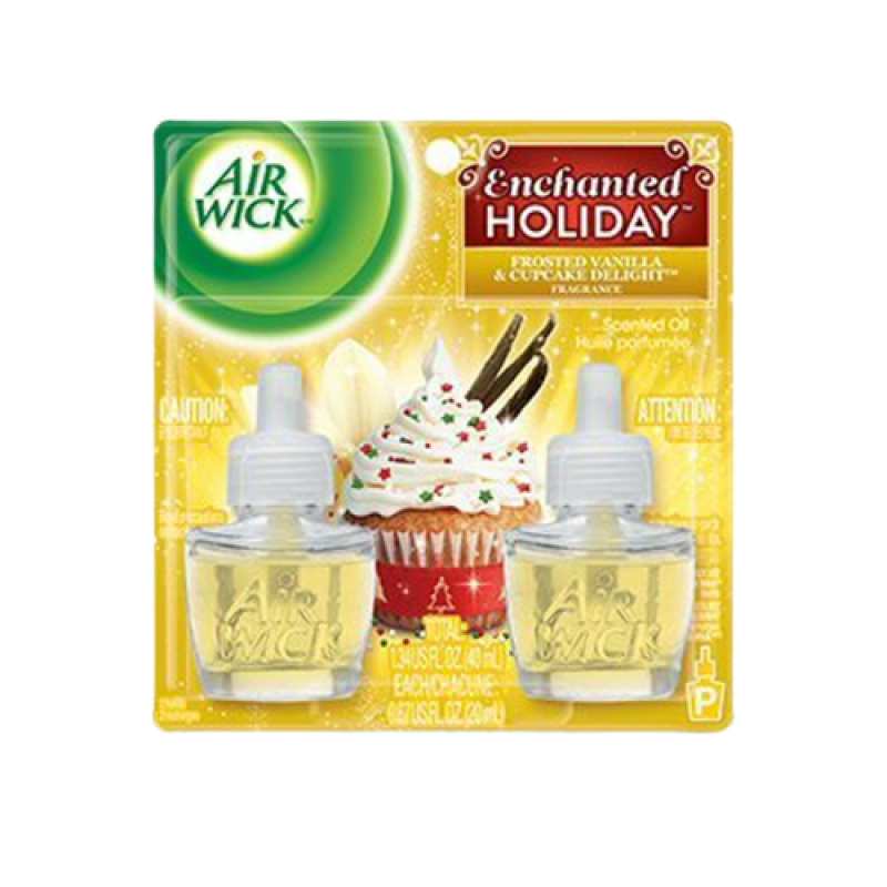 Air Wick Scented Oil Refill for Plug In Enchanted Holiday 0.67 oz 2/pk FROSTED VANILLA  AND CUPCAKE
