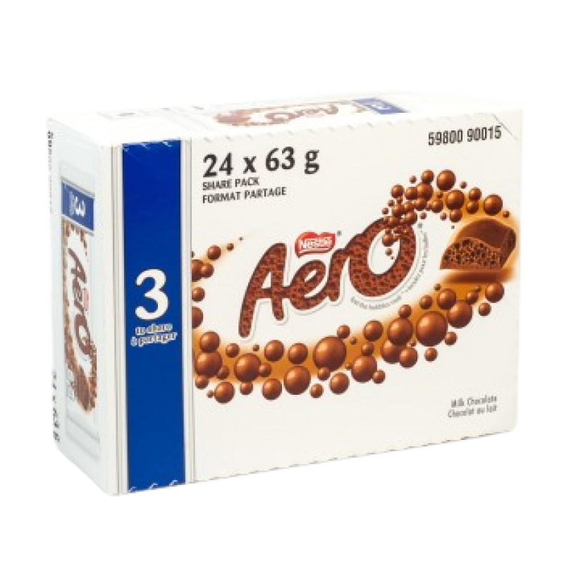 Candy - AERO Milk Chocolate 24 Count X 63g ($1.65 / count)