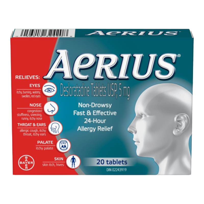 Aerius Allergy Non-Drowsy 24 hr relief 20 tabs