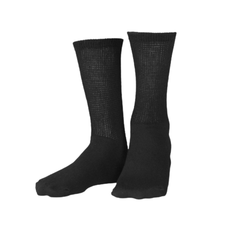 Socks - Diabetic Crew Socks - TRUFORM 1919BL-XL: UNISEX Loose fit top (BLACK) XLARGE