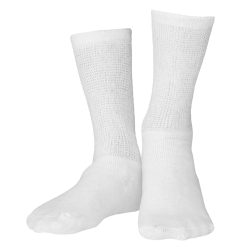 Socks - Diabetic Crew Socks -TRUFORM 1918WH-S: UNISEX Loose fit top (3PK) 15-20 mmHg (WHITE) SMALL