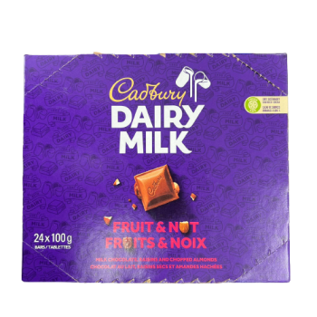 Candy - Dairy Milk Fruit & Nut 24 Count X 100g ($2.68 / count)