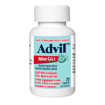 Advil Mini-Gels (70 Count), 200 mg ibuprofen, Temporary Pain Reliever / Fever Reducer Exp: 02/24