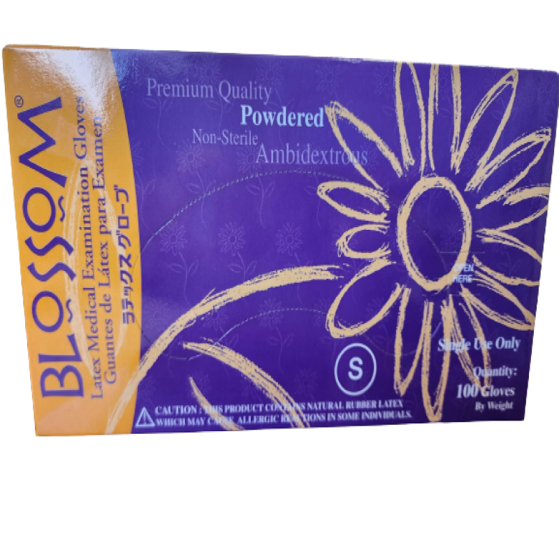 Blossom Latex Medical Examination Gloves - 100/Box (Small)