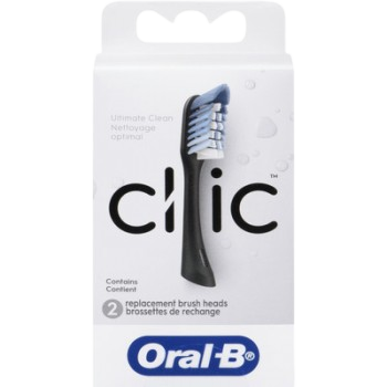 Oral-B Clic Toothbrush Ultimate Clean Replacement Brush Heads, Black, 2 pcs