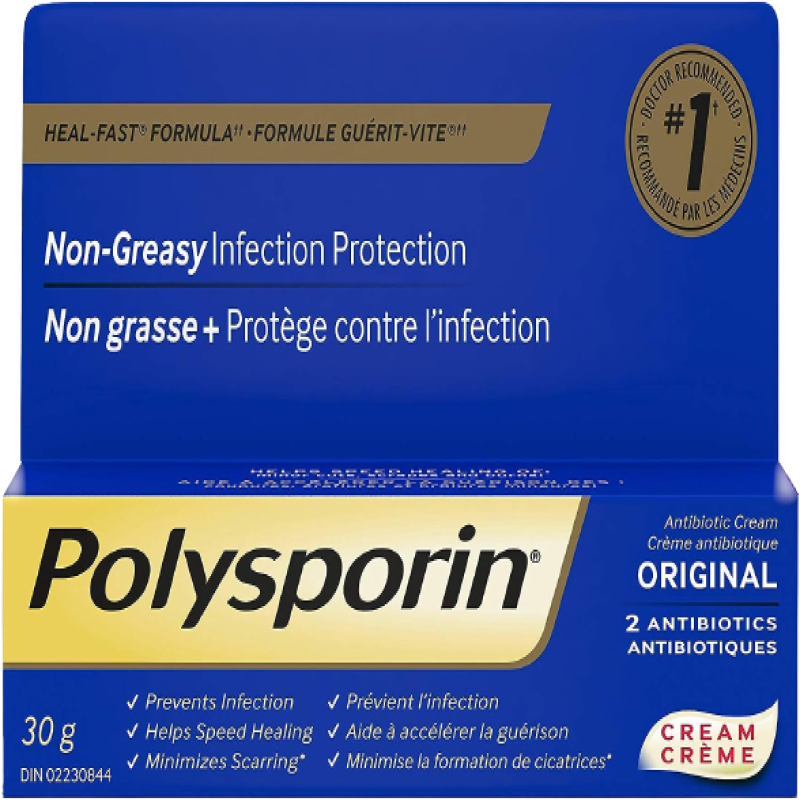 Antibiotics & Antiseptics - Polysporin Original Cream + 2 Antibiotics - 30 g