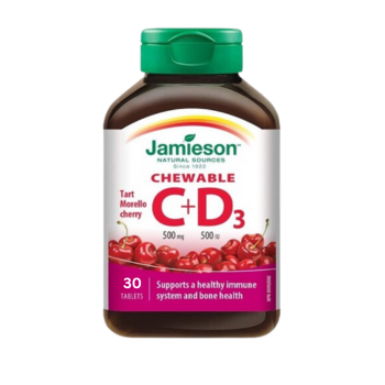 JAMIESON VITAMIN CHWAVLE C+D3 500MG 500IU Tart Morello Cherry 30 TB