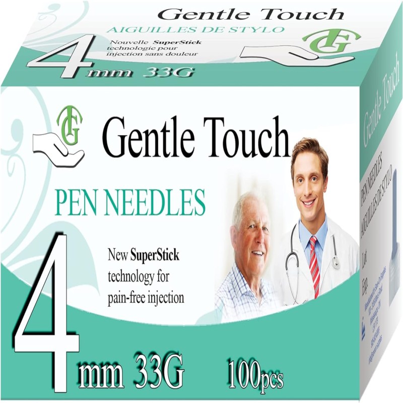 Gentle Touch Pen Needle  4mmX33G - QTY Total of 10=$15.50/ 20 =$15.00/ 30=$14.75 / 50=$14.00
