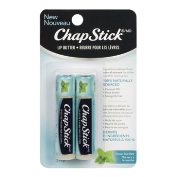 Chapstick Green tea mint scented lip balm, 2 Tubes