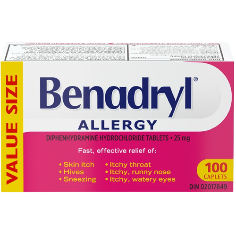 Allergies - BENADRYL CPLT 25MG 100 - Early Exp: 10/24