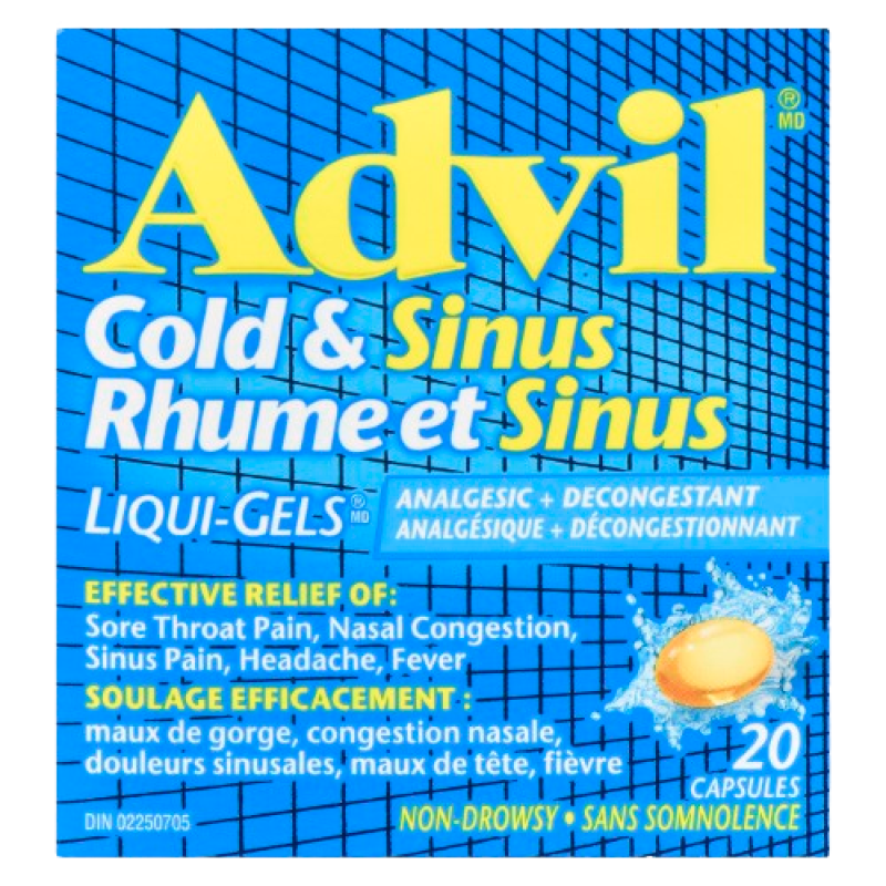 ADVIL LIQUI-GEL COLD & SINUS 20