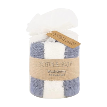 Cudlie Peyton And Scout 10-Pack Ultra Soft Baby Washcloths (Blue and White)