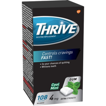 Sale - THRIVE GUM 4mg Extra Strength NICOTINE REPLACEMENT Cool Mint 108 count - Exp: 08/25