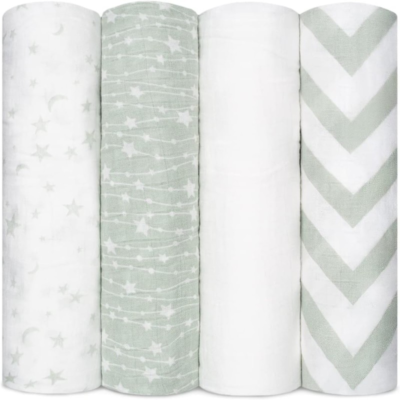 Honey Baby 3 muslin blankets (Green)