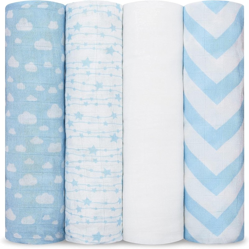 Honey Baby 3 muslin blankets (Blue)