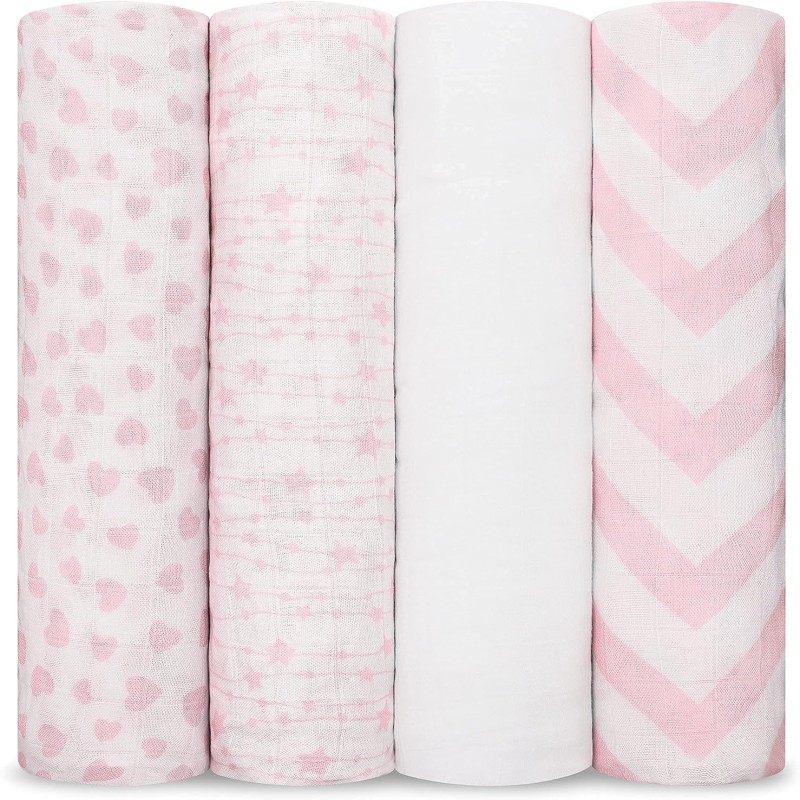 Honey Baby 3 muslin blankets (Pink)