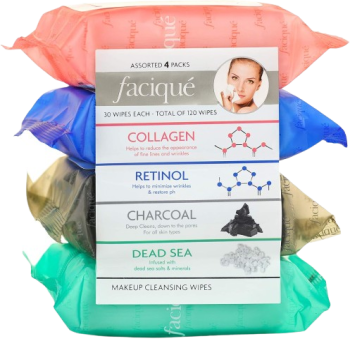 Faciqué Assorted Makeup Cleansing Wipes [4 packs of Wipes]