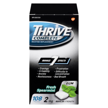 Sale - 	THRIVE GUM 2MG NICOTINE SPEARMINT 108 - Early Exp: 11/25