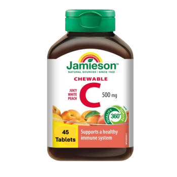 Jamieson Chewable Vitamin C 500 mg White Juicy Peach, 45 TB