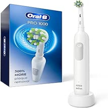 Oral-B Pro 1000 Electric Toothbrush, White, Rechargeable Power Toothbrush with 1 Brush Head